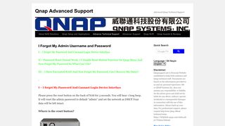 I Forgot My Admin Username and Password | Qnap Advanced Support