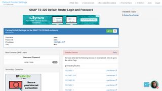 QNAP TS-220 Default Router Login and Password - Clean CSS