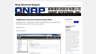 phpMyAdmin Username & Password Doesnt Work! | Qnap Advanced ...