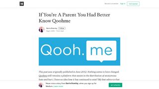 If You're A Parent You Had Better Know Qoohme – Barrie Bramley ...