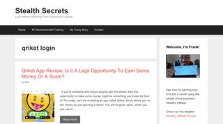 qriket login | | Stealth Secrets