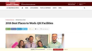 16th Place, large company category: QSI Facilities - Wichita Business ...