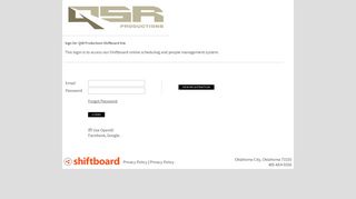 Welcome to QSR Productions Shiftboard Shiftboard Login Page