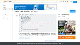 Qt login code not working correctly - Stack Overflow