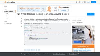QT MySql database checking login and password to sign in - Stack ...