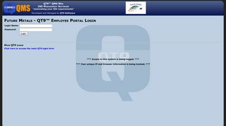 QT9 - Employee Portal - Log In - to access the main QT9 login form
