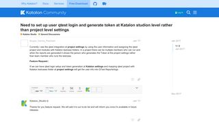 Need to set up user qtest login and generate token at Katalon ...