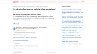 How is qtpselenium.com website to learn selenium? - Quora