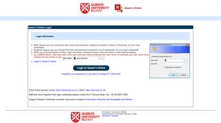 Queen's Online : Login - Queen's University Belfast