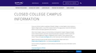 Closed College Campus Information - Kaplan