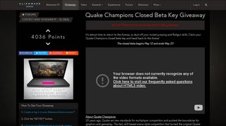 Quake Champions Closed Beta Key Giveaway | Alienware Arena