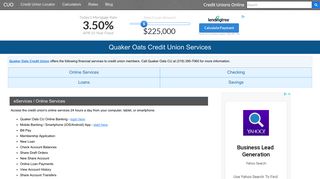 Quaker Oats Credit Union Services: Savings, Checking, Loans