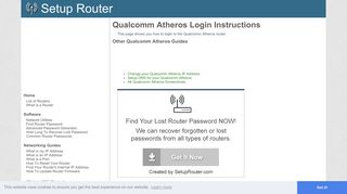 How to Login to the Qualcomm Atheros - SetupRouter