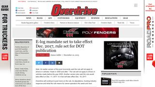 E-log mandate set to take effect Dec. 2017, rule set for DOT publication
