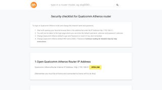 192.168.0.1 - Qualcomm Atheros Router login and password - modemly
