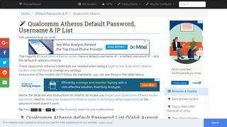 Qualcomm Atheros Default Password, Login & IP ... - Router-Reset.com