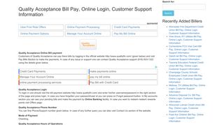 Quality Acceptance Bill Pay, Online Login, Customer Support Information