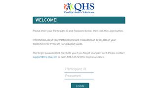Participant Log In - Quality Health Solutions