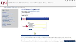 Create MyQM Account | Quality Matters