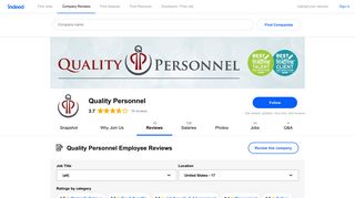 Working at Quality Personnel: Employee Reviews | Indeed.com