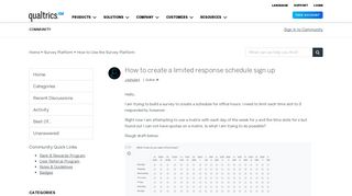 How to create a limited response schedule sign up — Qualtrics ...