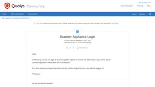Scanner Appliance Login | Qualys Community