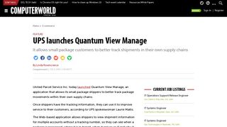 UPS launches Quantum View Manage | Computerworld