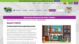 Interactive Music Website for Students | Quaver's World