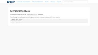 Signing into Quay - Quay Documentation - Quay.io