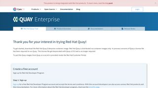 Start a Free Trial - Quay - Red Hat Openshift - CoreOS