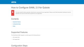 How to Configure SAML 2.0 for Qubole - Setup SSO - Okta