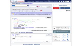 Traducción sign up español | Diccionario inglés | Reverso