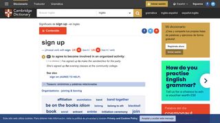 Significado de SIGN UP en el Diccionario Cambridge inglés