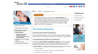 Retraite Québec - Family Allowance payment
