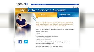 Log in or registration – My Québec Services Account