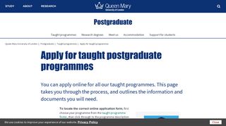 Apply for taught postgraduate programmes - Queen Mary University ...