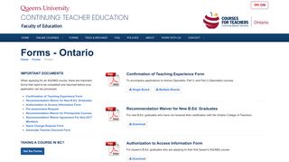 ON Forms @ Courses for Teachers - Queen's Continuing Teacher ...