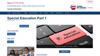 CONT504 Special Education Part 1 @ Courses for Teachers - Queen's ...