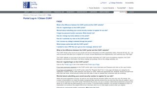 FAQs - Portal Log-in / Citizen CUNY - CUNY - CUNY.edu