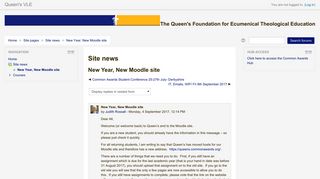 Queen's VLE: New Year, New Moodle site