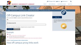 Off-Campus Link Creator | Queen's University Library