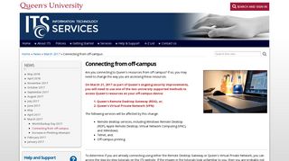 Connecting from off-campus | ITS - Queen's University