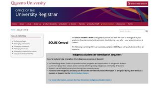 SOLUS Central | University Registrar - Queen's University