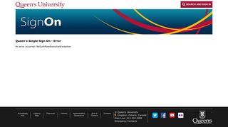 Queen's Single Sign On - Error - Queen's University