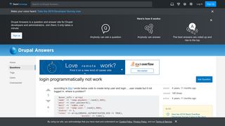 users - login programmatically not work - Drupal Answers