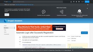 users - Automatic Login after Successful Registration - Drupal Answers