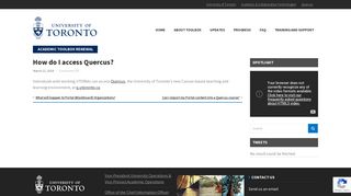 How do I access Quercus? - University of Toronto