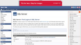 SQL Server: Find Logins in SQL Server - TechOnTheNet