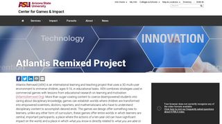 Atlantis Remixed Project | Center for Games & Impact | Arizona State ...