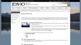 Using your EBT card - Idaho Department of Health and Welfare